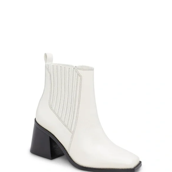 Vince Camuto White Western Ankle Boots with Black Heel - Picture 4 of 11